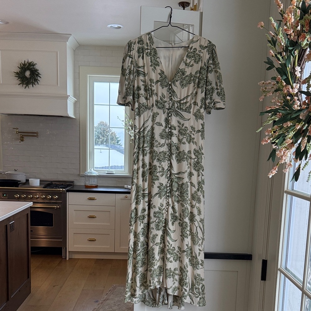 Bohme Green and Cream Asymmetrical Dress